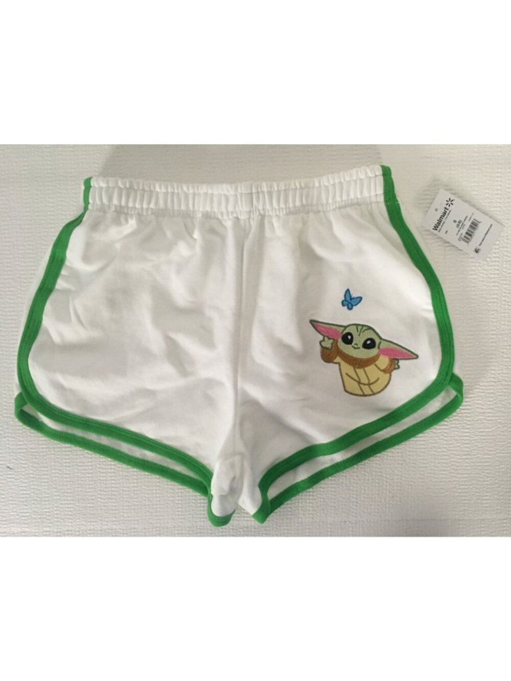 Star Wars Shorts Size M White w Green Trim Embroidered Grogu New w Tags